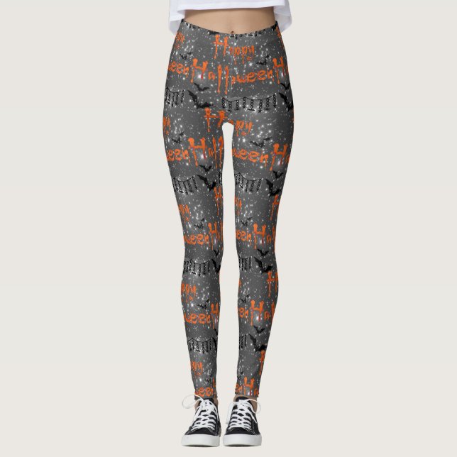 Legging Feliz Morcego De Halloween À Noite (Frente)