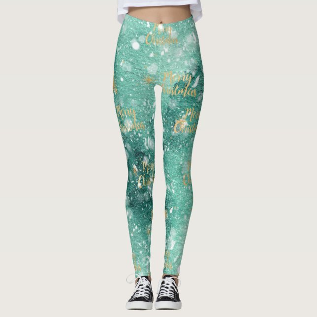 Legging Feliz Natal Com Flocos De Neve (Frente)