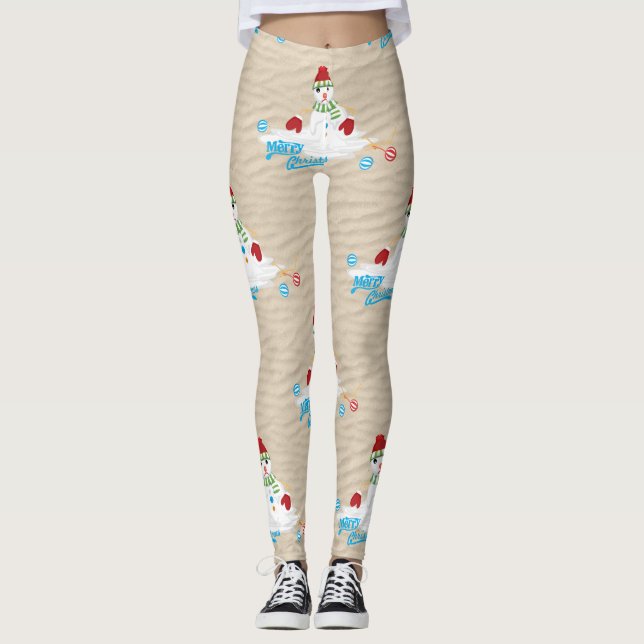 Legging feliz natal derretendo boneco de neve (Frente)