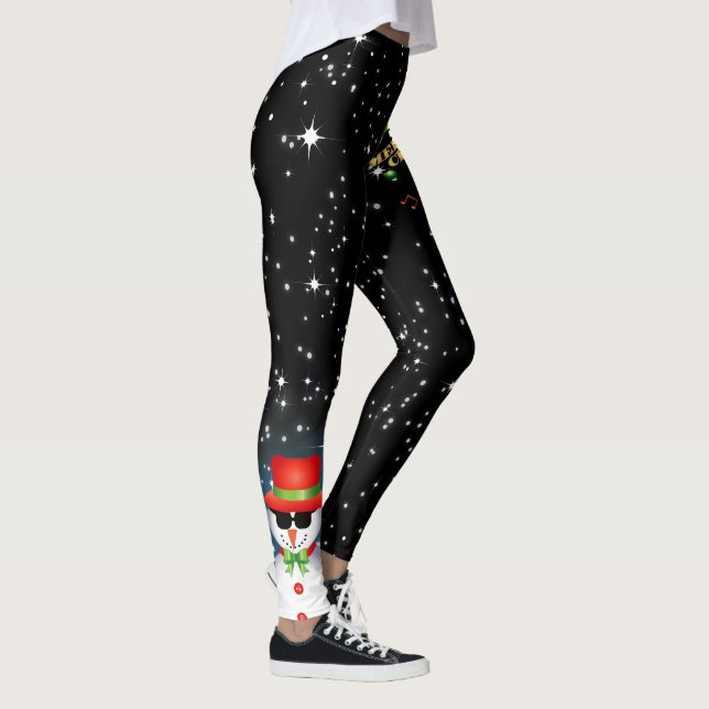 Legging Feliz Natal Festivo com o Funky Frosty Snowman (Direita)
