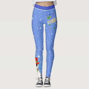 Legging Feliz Natal Festivo com o Funky Snowman