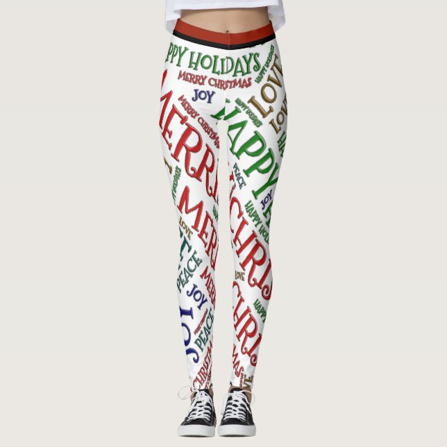 Legging Feliz Natal Paz Amor Joy Patterno (Frente)