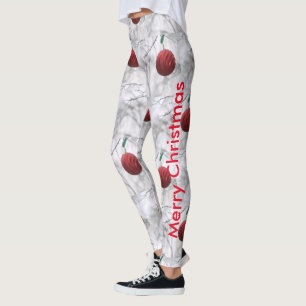 Legging Feliz Natal Shiny Red Ornament Ball