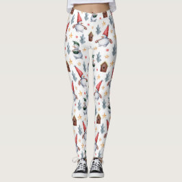Legging Feliz Natal Snowman Snowflakes Padrão