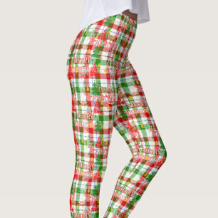 Legging Feliz Natal Xadrez Decorativa Tartan