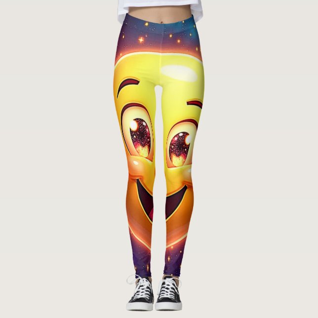 Legging Feliz Olhos Cósmicos Emoji (Frente)