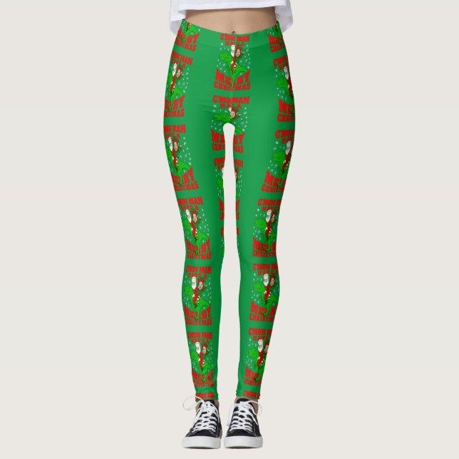 Legging feliz papai noel de natal biden kamala harris dino (Frente)