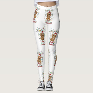 Legging Feliz Paw-lidays Desenho de Natal Cockapoo
