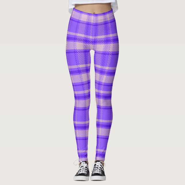 Legging Feliz Peri Xadrez, Tartan Roxo (Frente)