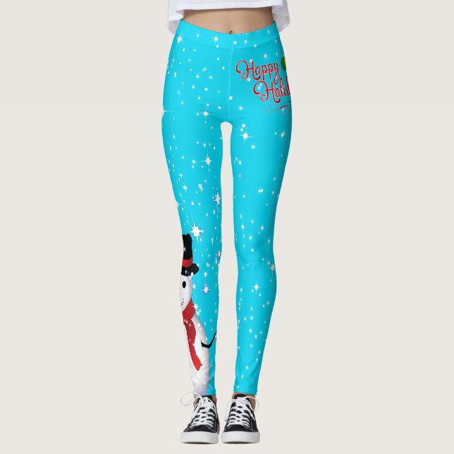 Legging Felizes Feriados Felizes, Snowman, comecem a sua c (Frente)