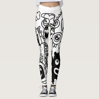 LEGGING FELIZMENTE MONSTER PRETO E COXAS BRANCAS
