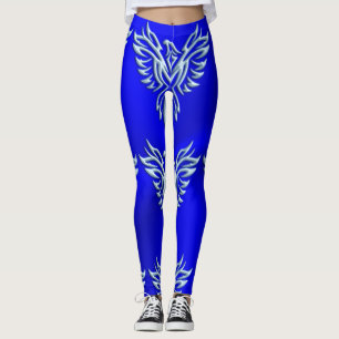 Legging Fênix de aspecto metálico azul-gelo no Royal Blue