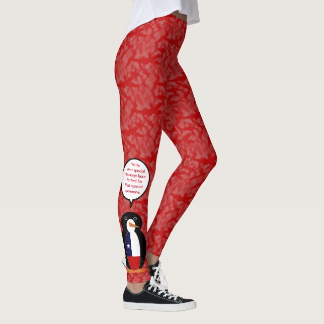 Legging Feriado da Bandeira Chilena Ms. Penguin Falando (Direita)