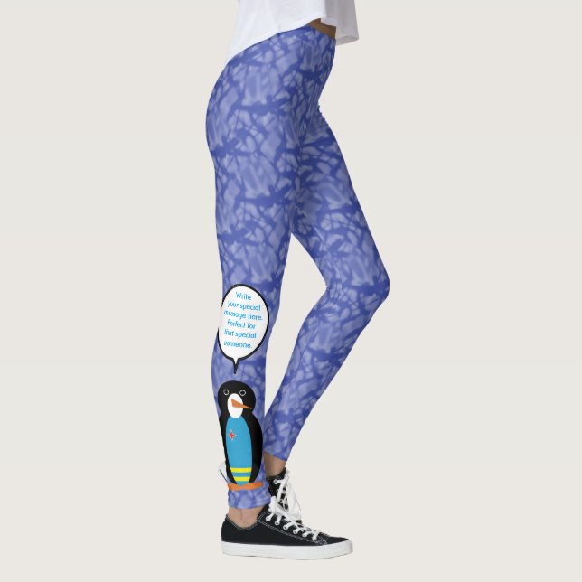 Legging Feriado da Bandeira de Aruba Sra. Pinguim Falando (Direita)