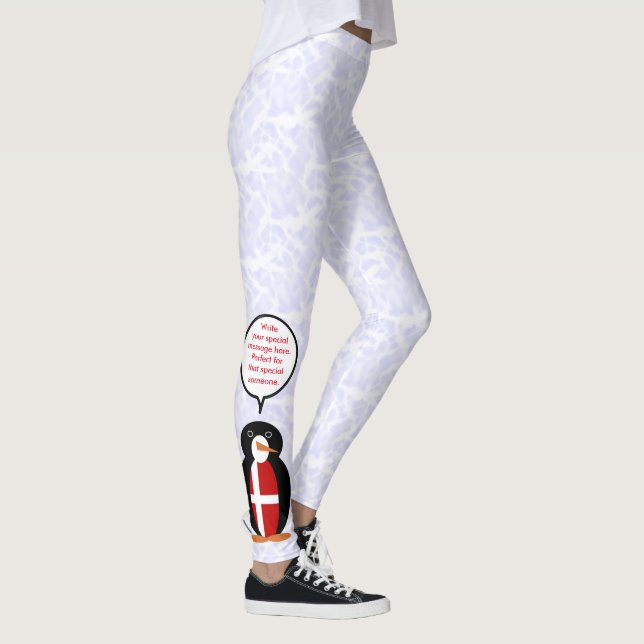 Legging Feriado da Bandeira Dinamarquesa Pinguim Falante S (Direita)