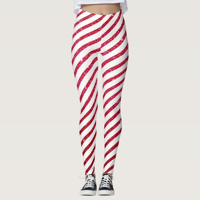 Legging Feriado de Candy Cane de Natal Tirado (Frente)