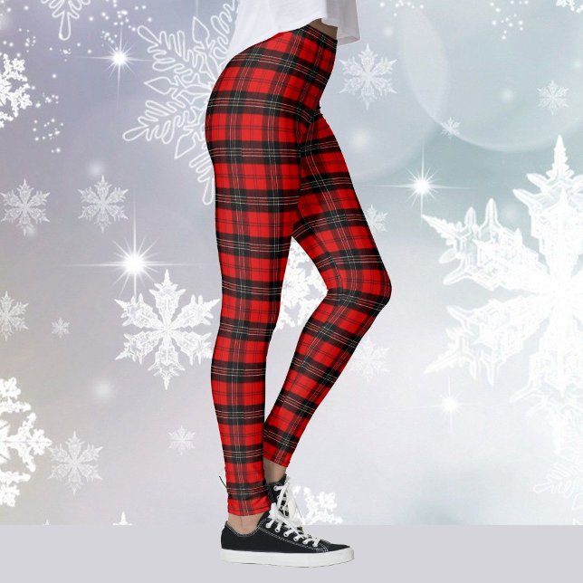 Legging Feriado de Natal de Tartan Xadrez Negra em Yoga (Criador carregado)