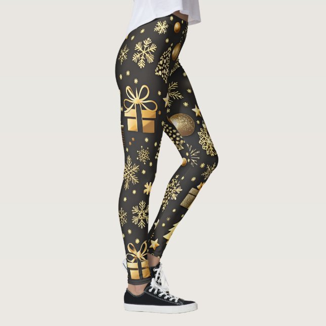 Legging Feriado de Natal Elegante e Dourado (Direita)