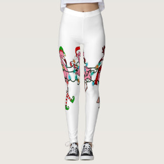 Legging Feriado de Natal - Luz de Natal Rosa Flamingo Sant