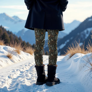 Legging Feriado de Natal Moody Winter Botanical