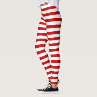 Legging Feriado Feriado de Natal Bonito com Stripes Branca