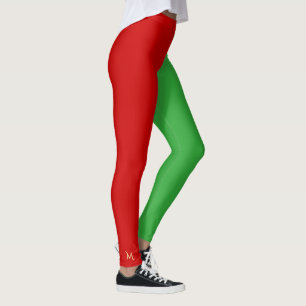 Legging Feriado verde vermelho do Natal do traje dos