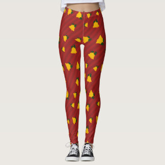 Legging Feriado Vermelho Ouro Listra Sininhos Natal