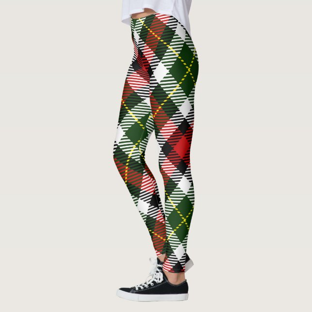 Legging Feriado Xadrez Vermelho Verde Amarelo Clássico Fes (Esquerda)