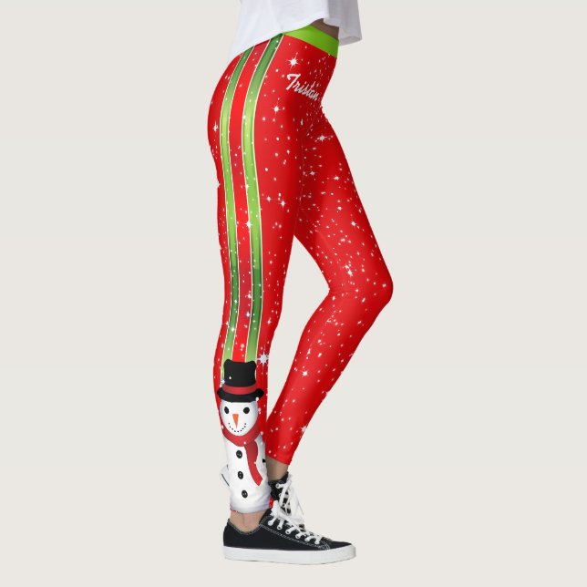 Legging Feriados de Natal Snowman com o teu nome (Direita)
