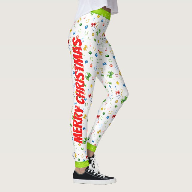 Legging Feriados Felizes Fitas de Natal e Notas de Música (Direita)