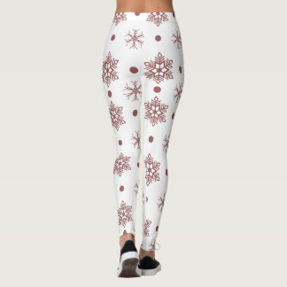 Legging Férias de Natal Branco Vermelho Flocos de Neve Pon