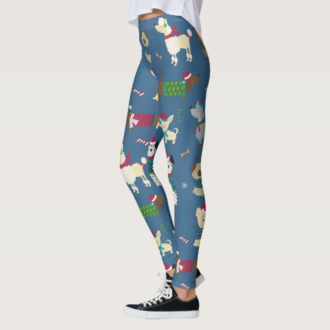 Legging Férias de Natal Cachorro Cachorrinho Fofo (Esquerda)