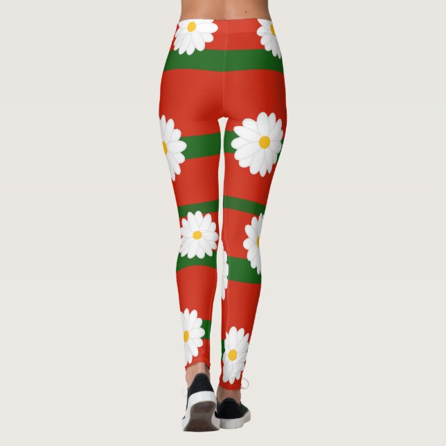 Legging Férias de Natal Feliz, Vermelho-margarida (Verso)