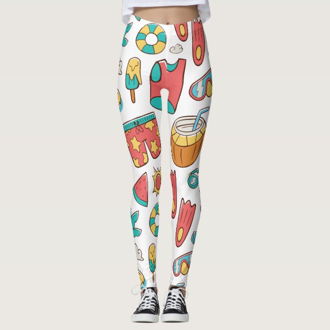 Legging férias de verão engraçado padrão (Frente)