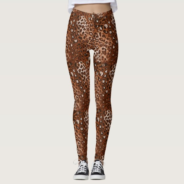 Legging Feroz, Marrom, Branco e Preto Leopard Fashion (Frente)
