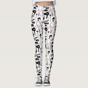 Legging Ferramentas de Salão de Cabelo Preto, Retrópico