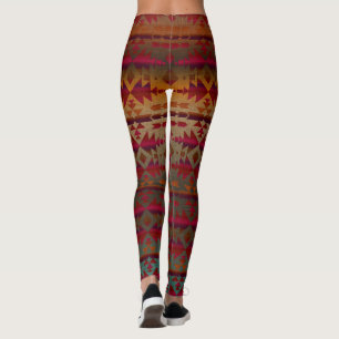 Legging Ferrugem e vinho tinto, leggens padrão sudoeste