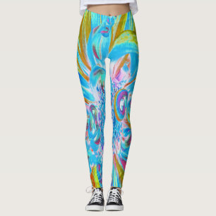 Legging Fesestivo Chartreuse e Blue Dahlia Flores