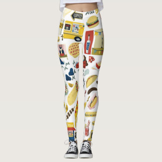 Legging Fest de Caminhão de comida: Padrão de Cartoon