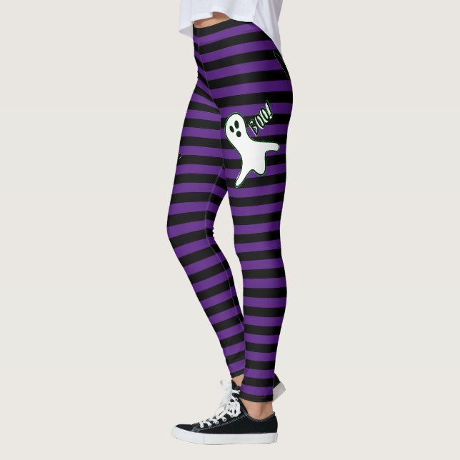 Legging Festa de Halloween Festa Spooky Gato Cute Ghost Pu (Esquerda)