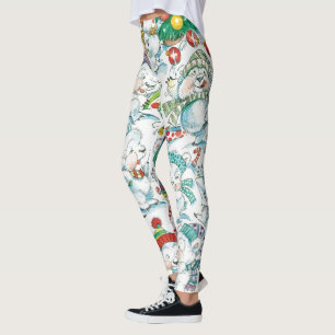 Legging Festa de Natal de Urso Polar e Pinguim de Desenho