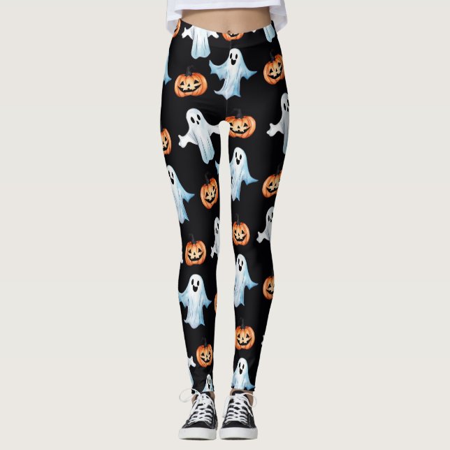 Legging Festa Fantasma Em Preto (Frente)