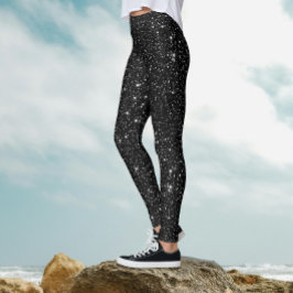 Legging Festa Glittery Noturna Preta Estilosa e Legal