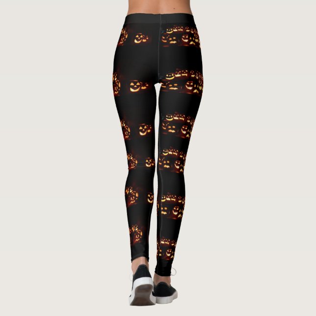 Legging Festas do Halloween Pumpkins à noite (Verso)