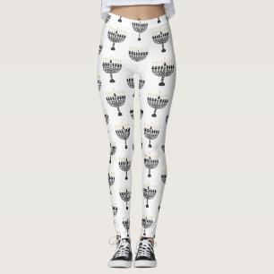 Legging Festival Simples de Luzes Menorah Hanukkah