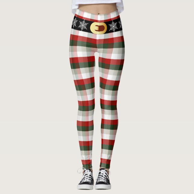 Legging Festive Christmas | Plaid & Snowflake Belt (Frente)