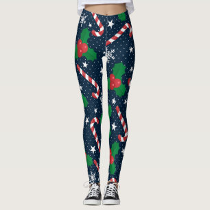 Legging Festivo Candy Cane & Holly Berry Natal