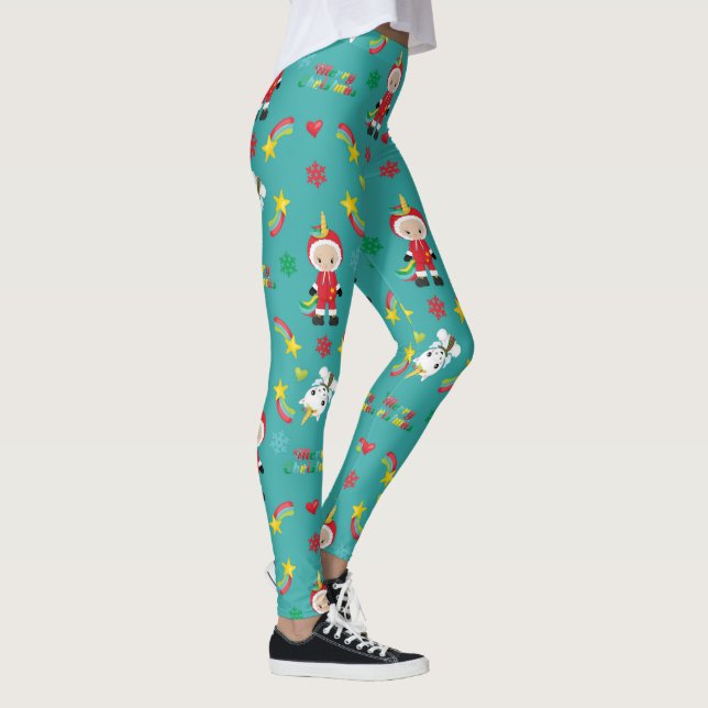 Legging Festivo Feriado de inverno Rainbow no Natal (Direita)