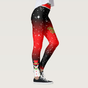 Legging Festivo Neve no Feriado Vermelho e Negro
