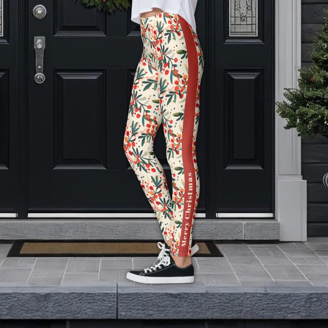 Legging Festivo Red Christmas Holly Berries (Criador carregado)